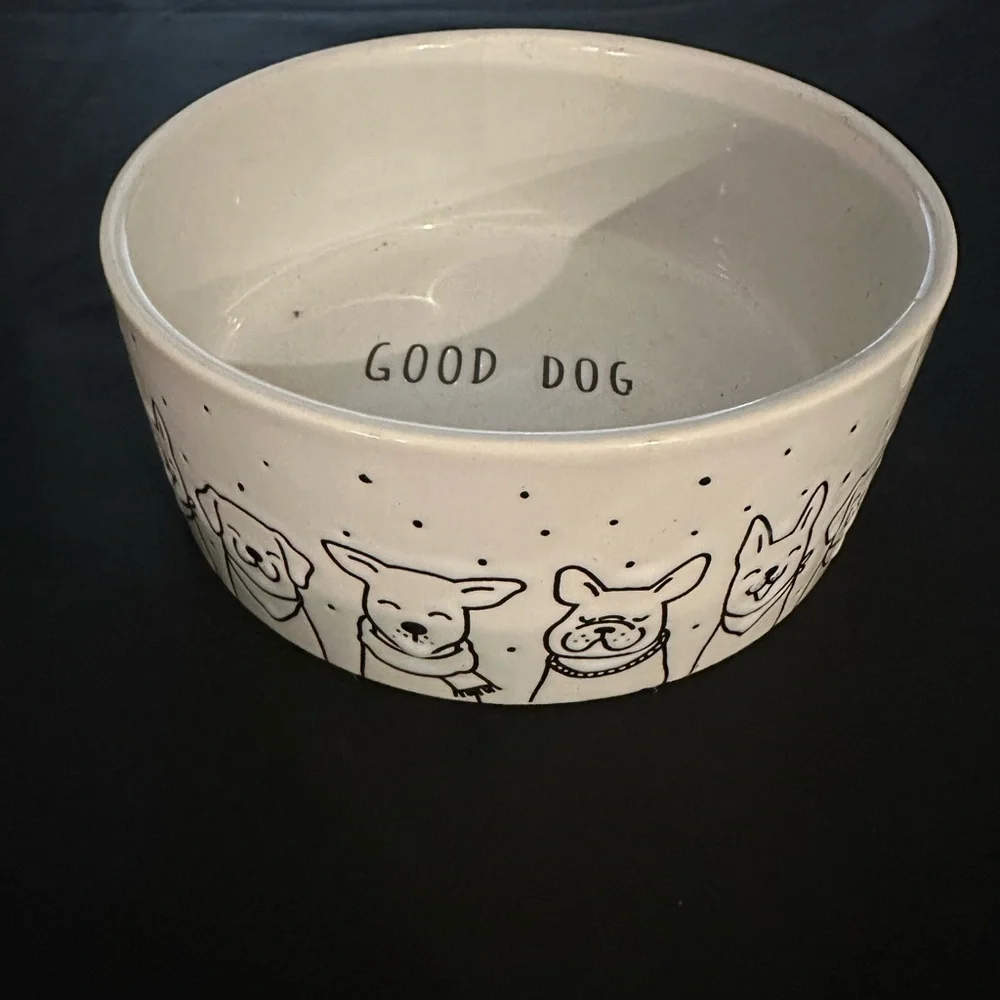 Rae Dunn White 'Good Dog' Ceramic Bowl